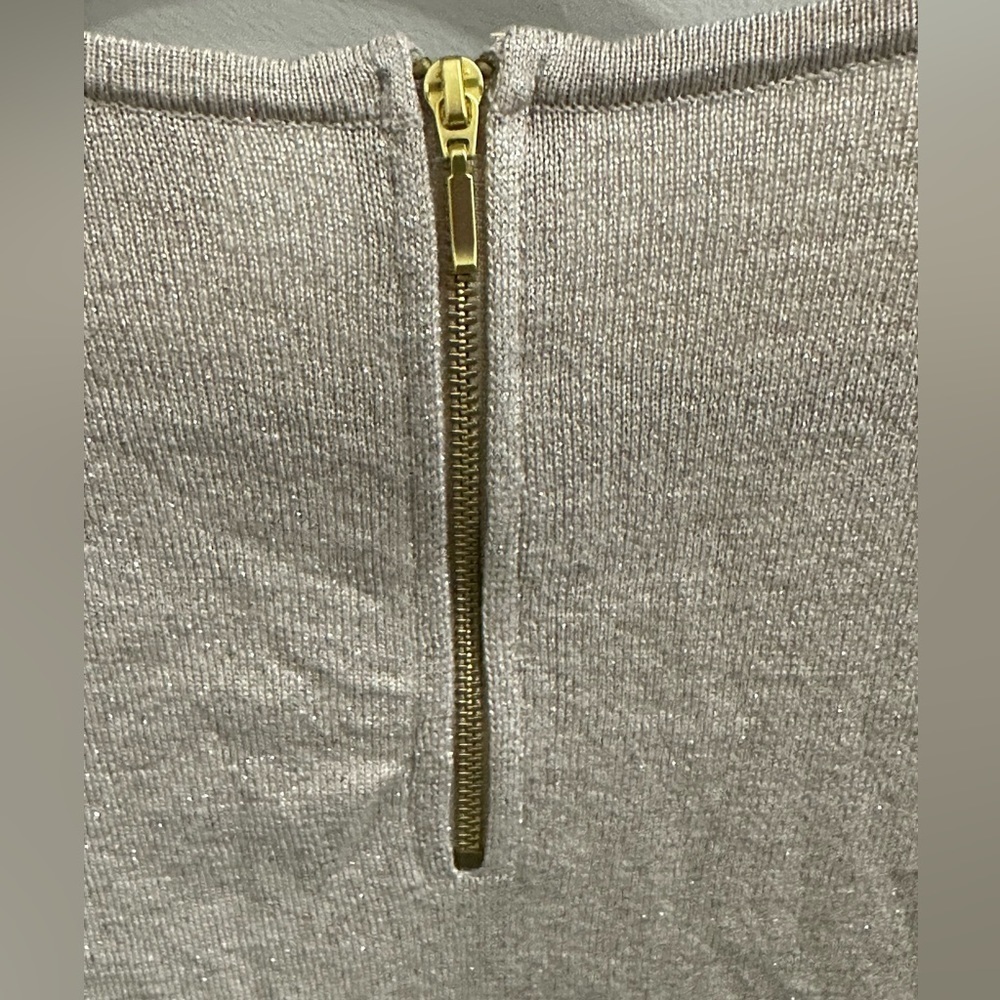 Chico’s Zip Back Lurex Mindy Pullover Sweater in Stardust Gold sz M 8 - Picture 5 of 7